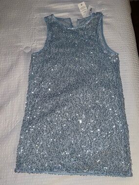 Milly Cabana Light Blue Sparkly Embellished Mini Dress New with Tags Size XS/S